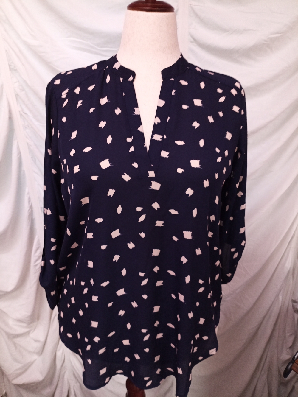 Lush Navy Tunic with Tan Abstract Spots